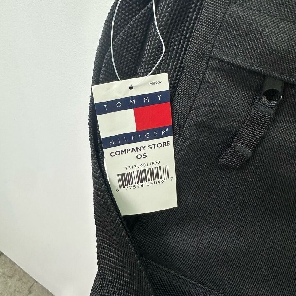 Tommy Hilfiger Unisex Vintage Y2K 90s Black Spell Out Small Flag Messenger Bag - Picture 3 of 9